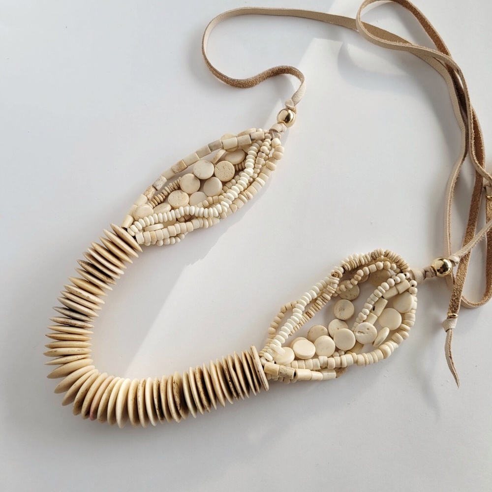 Bone Necklace, Triple Beaded